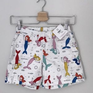 NWT Girls Hannah Andersson mermaid print sz 140/US 10 elastic waist shorts
